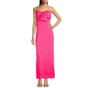 缎面抹胸宴会度假礼服爆款 Pulitzer女士长裙显瘦修身 Lilly 代购