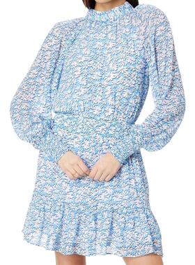 代购Lilly Pulitzer女士连衣裙显瘦修身雪纺印花春季约会长裙