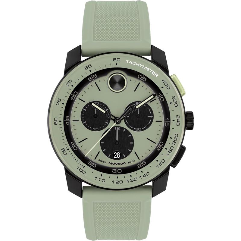 代购Movado摩凡陀男士腕表计时测速夜光日期显示硅胶带金属表圈