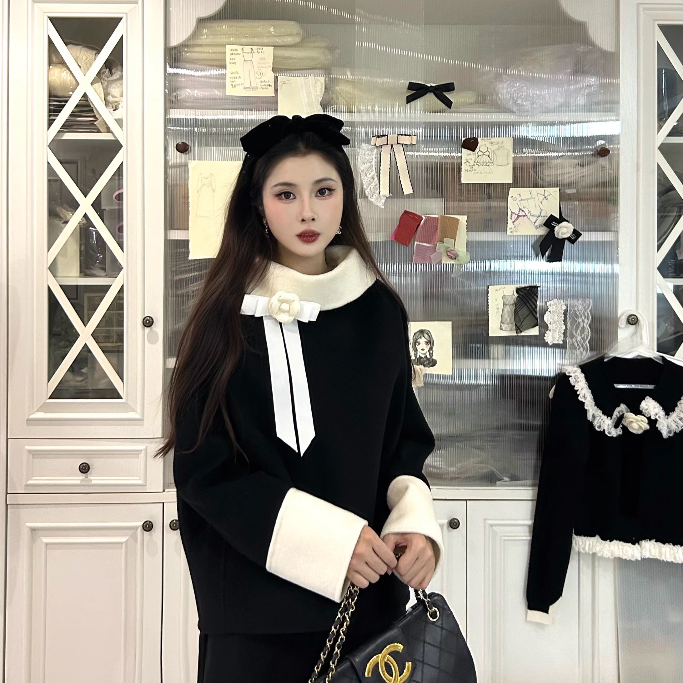 原创千金小香风双面呢羊毛大衣