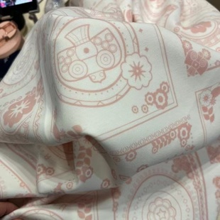 2件包邮 棉质空气层 粉色腰果花 春秋外套裤子布料 宽幅145cm