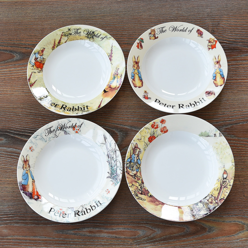 出口英国兔子菜盘意面骨瓷原单