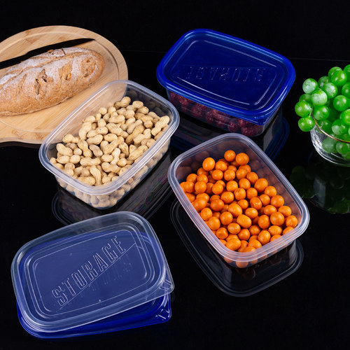 长方形塑料密封可加热带盖便当盒