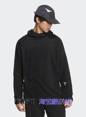 阿迪达斯男子新款抓绒保暖简约百搭运动休闲连帽套头卫衣KR0473