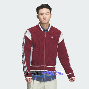 阿迪达斯三叶草男子蛇年新年款运动宽松针织开衫外套JN0718 0717