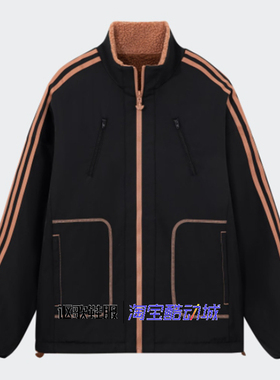 阿迪达斯三叶草男女冬季新款双面穿宽松保暖运动休闲棉服IY5387