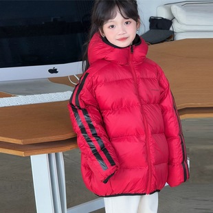 韩国儿童羽绒服两面穿男童女童中大童加厚连帽白鸭绒防水保暖外套