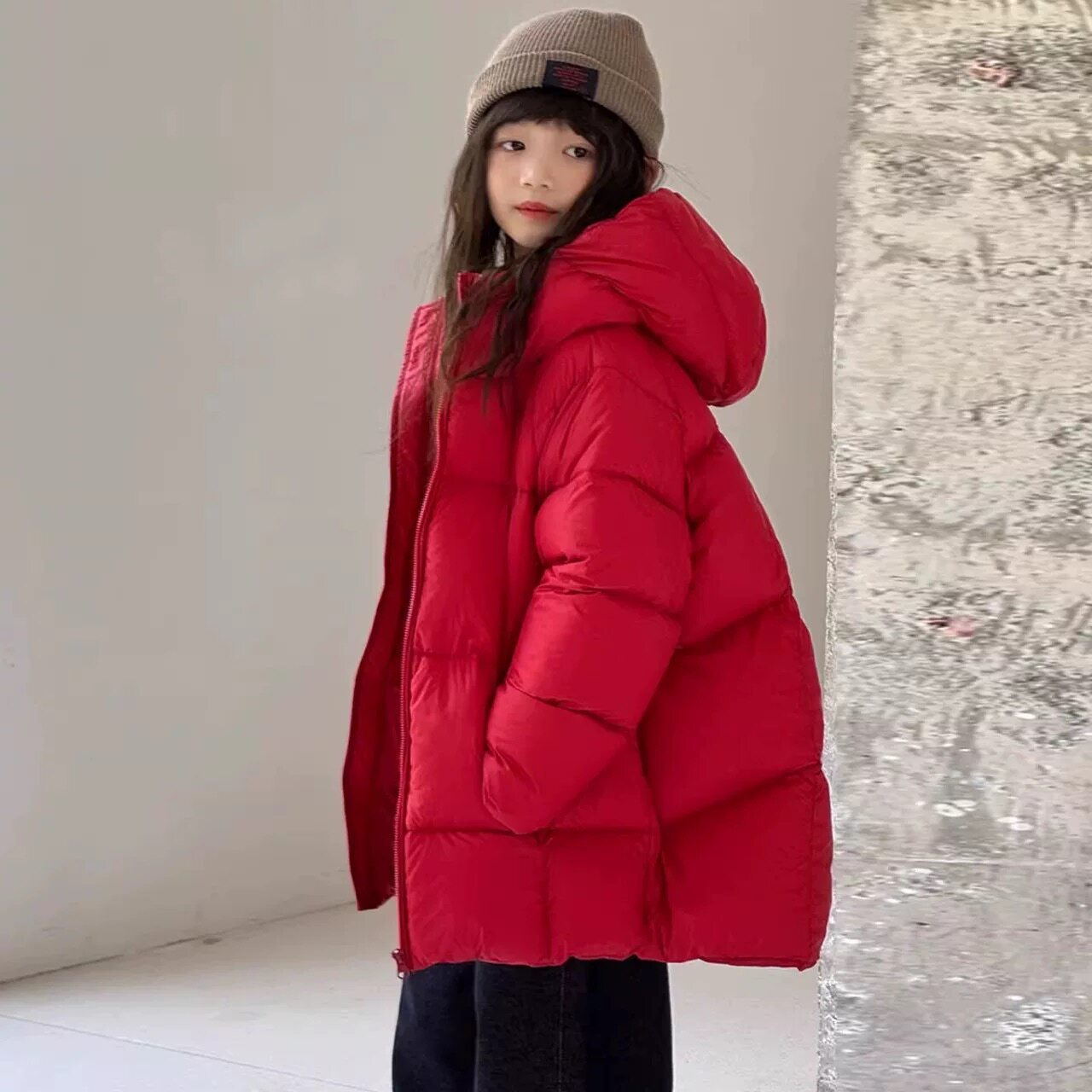 韩国童装云朵泡芙儿童羽绒服冬季白鸭绒男女童连帽加厚面包服外套