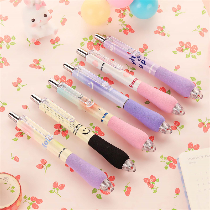 一木林按动中性笔ins风可爱日系超萌st头0.5黑笔胖头笔云柔绵绵笔