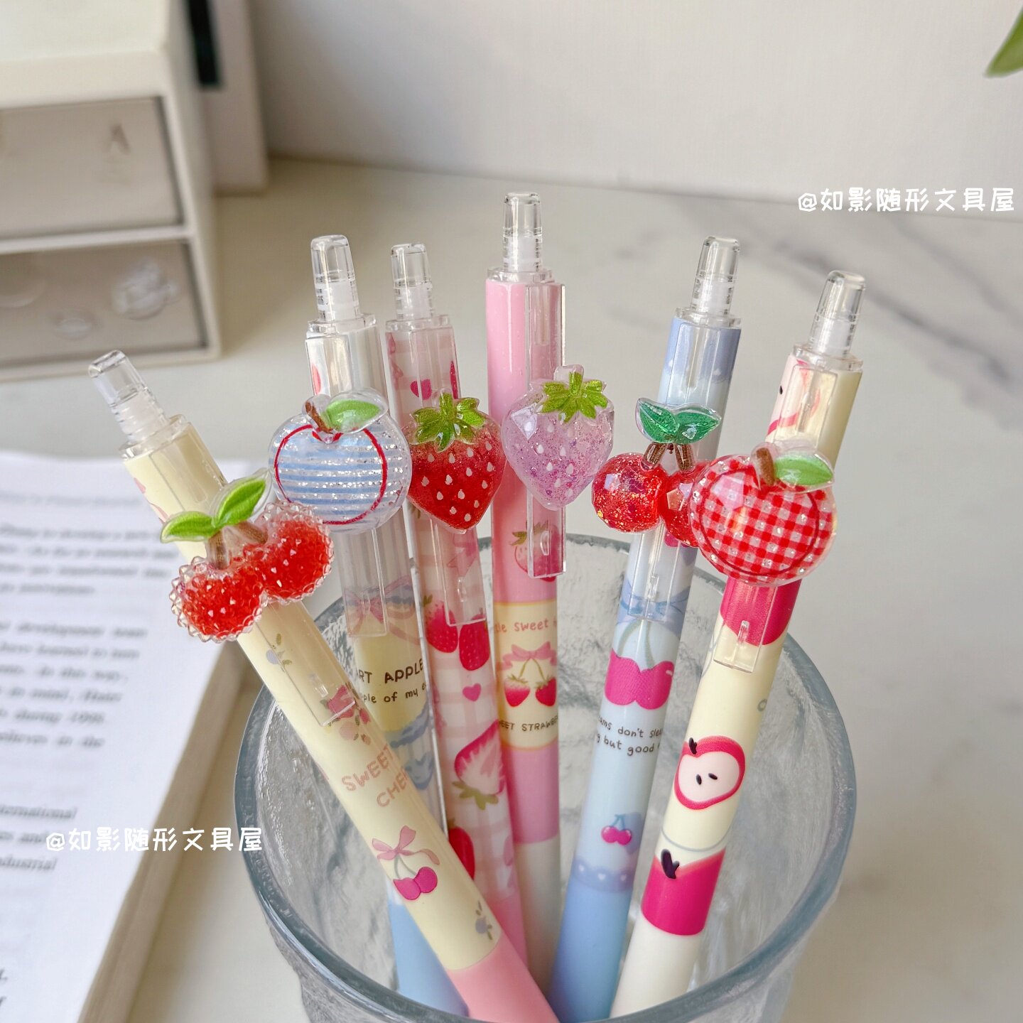尤美甜心派对按动中性笔少女心ins高颜值超萌签字笔学生用黑水笔