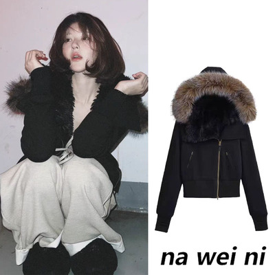 黑色外套女冬2024新款短款上衣潮