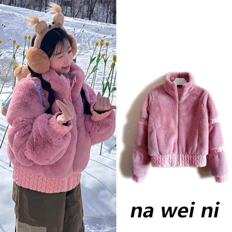 粉色毛绒外套女高级感小个子上衣