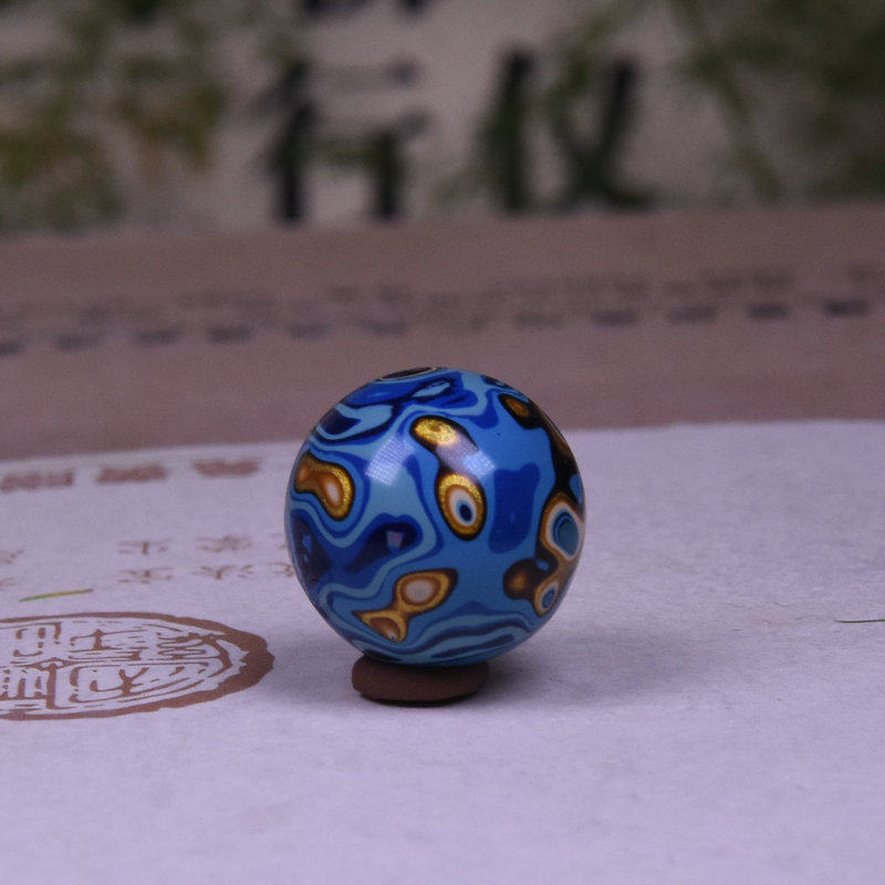 福州漆器镶嵌螺钿水晶佛珠蓝金