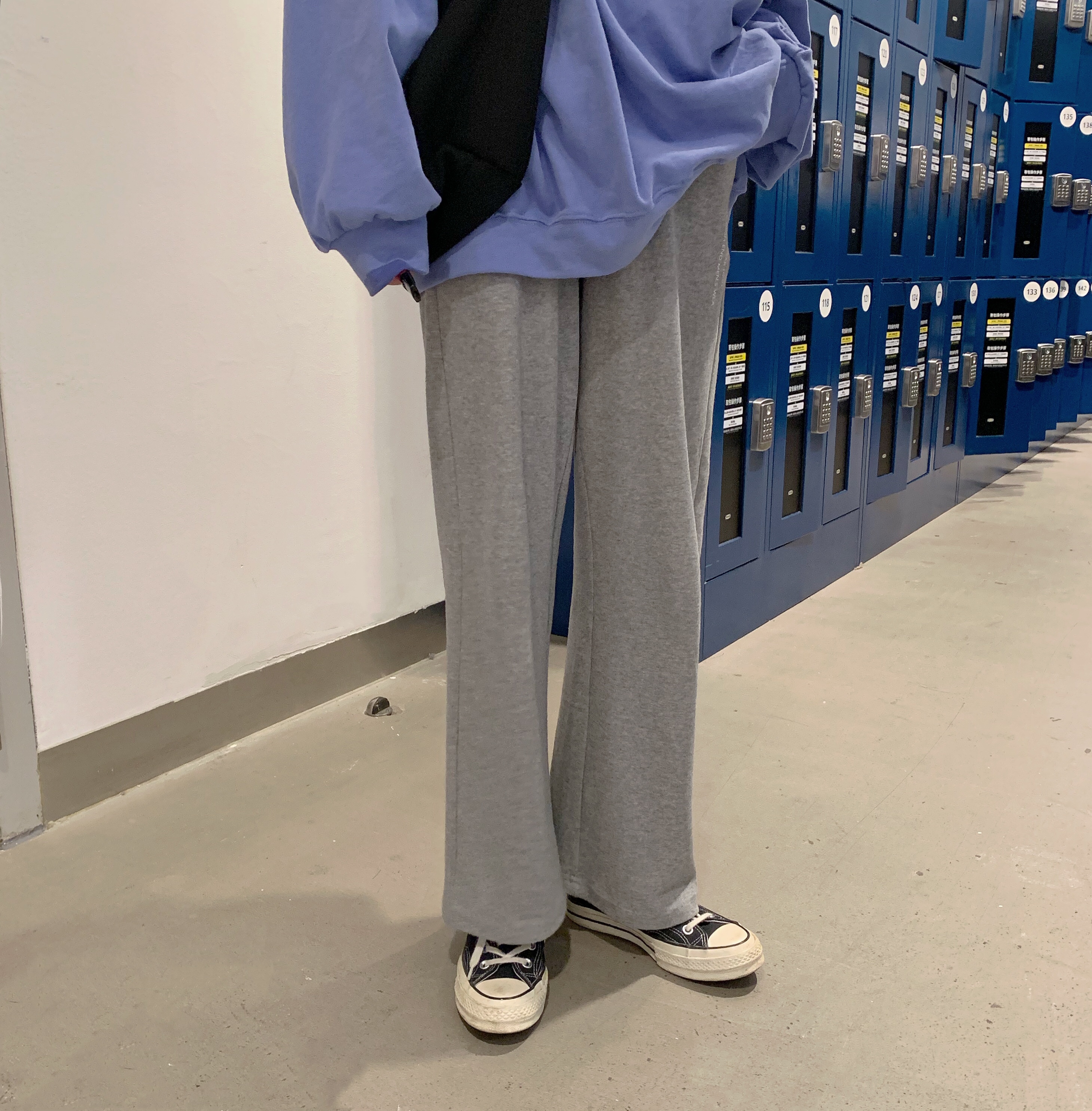 Real Korean Mini letter printing loose straight sports casual pants