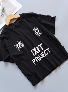 120-170 IX* 男童短袖T恤夏季宽松涂鸦印花休闲上衣圆领套头百搭