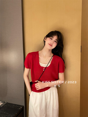 KISSSISTER假两件针织衫女