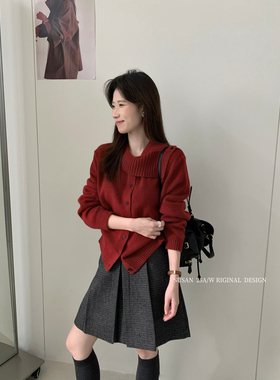 SUSAN十三行冬季新款设计感韩系简约慵懒宽松保暖毛衣开衫女2109s