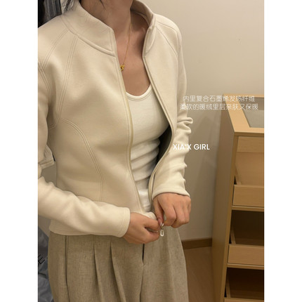XIA夏夏秋冬开衫拉链外套保暖有型立领显瘦防风短外套女HS670MY-D