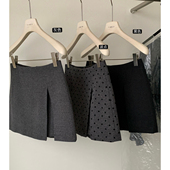 女5811 Y.JIA伊嘉十三行冬季 设计感简约百搭显瘦A字毛呢短裙裙裤