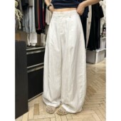 新款 休闲裤 莱赛尔老钱风前中压线薄款 弯刀西裤 女 阔腿裤 十三行夏季