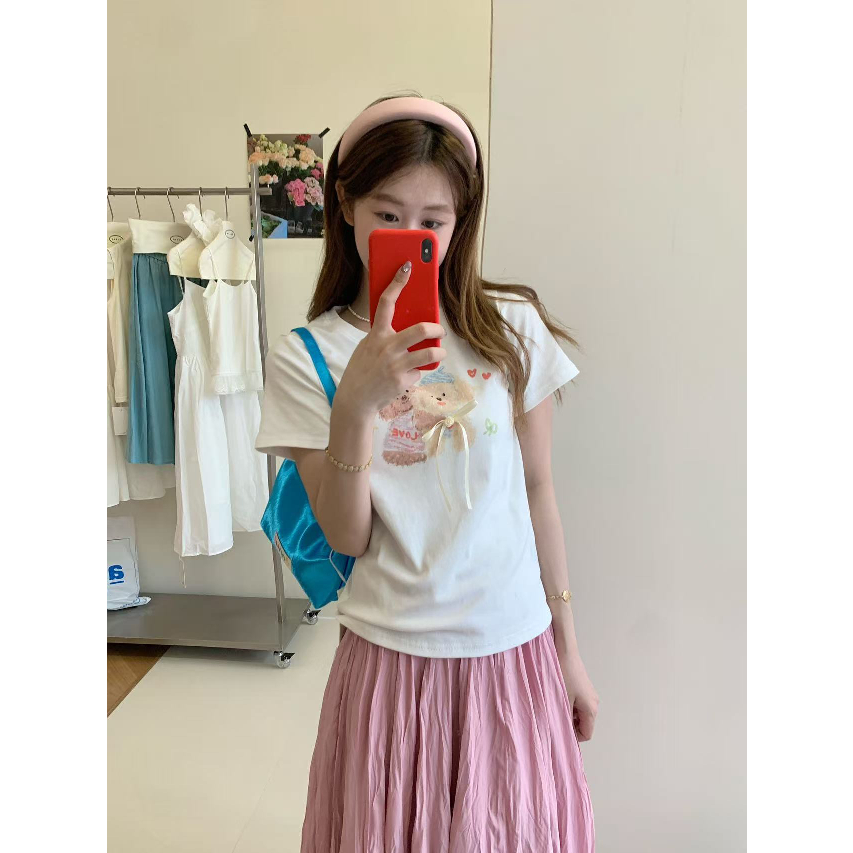 可爱炸翻天【SUSAN】童趣风小狗图案短袖T恤十三行夏季休闲上衣女
