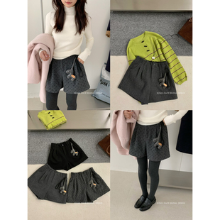 SUSAN十三行冬季新款高腰显瘦显腿长遮臀休闲复古阔腿短裤女917s