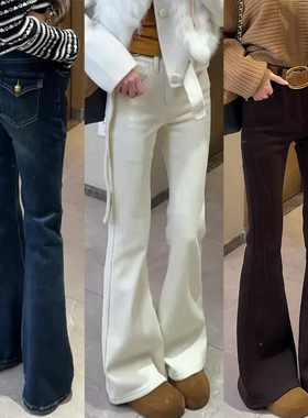 JIAJIATMMT木里冬上新水貂绒弹力微喇提臀设计翘臀牛仔裤女SY5253