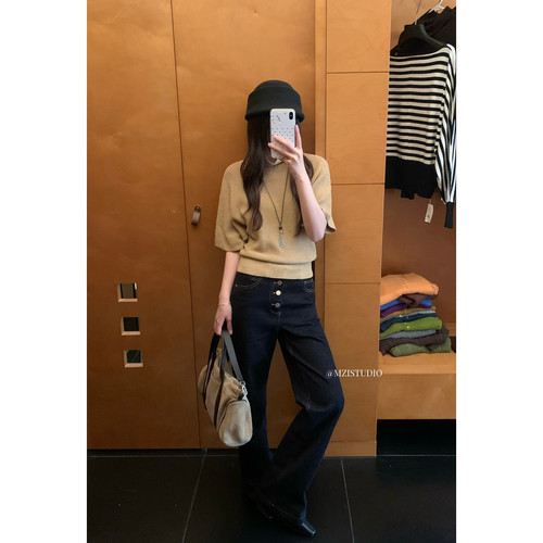 MZI STUDIO秋季叠穿搭配软糯软感奶fufu纯色套头保暖毛衣女A80208