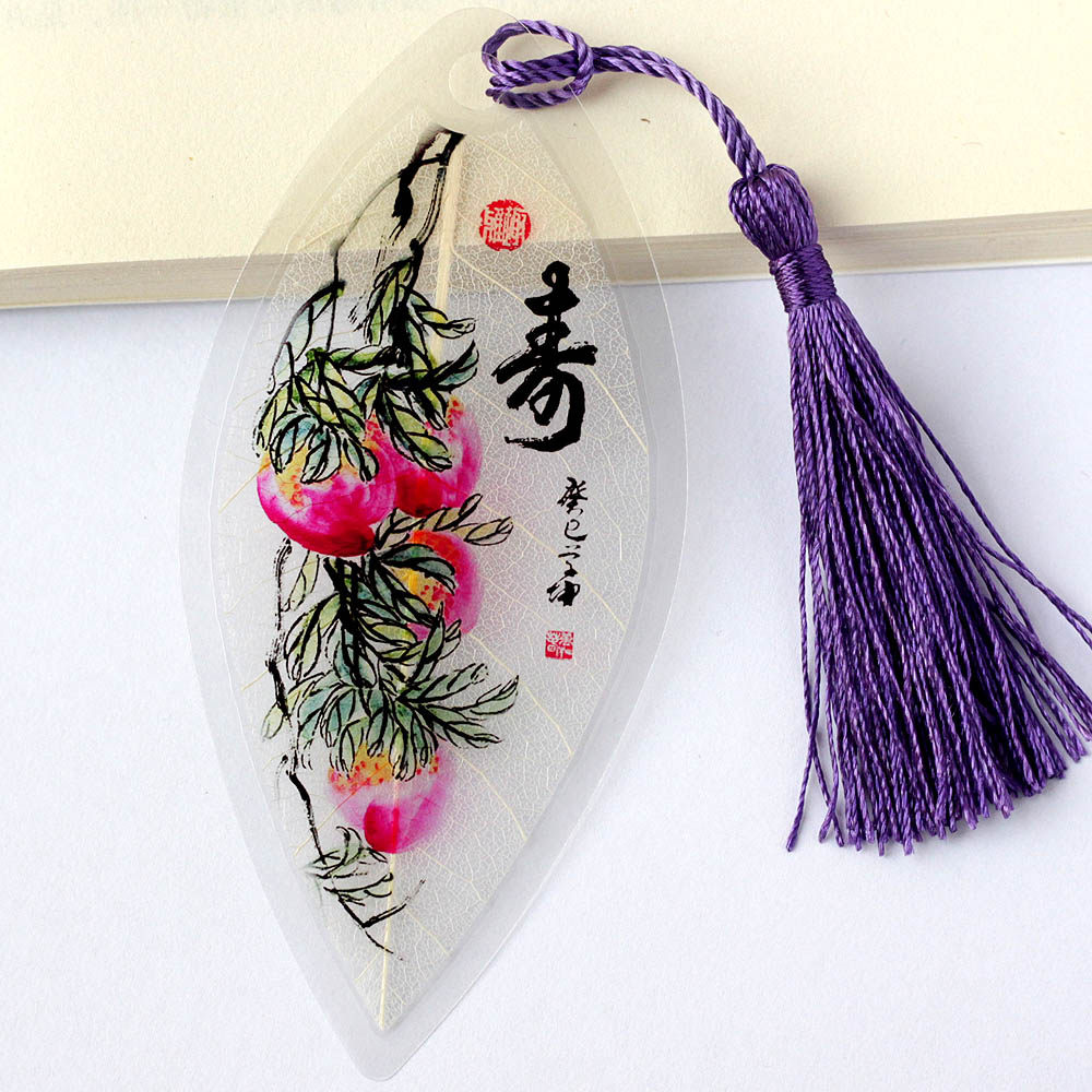 祝寿寿桃叶脉书签寿辰创意小礼品送长辈老人奶奶爷爷礼物
