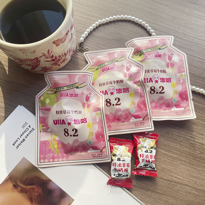 UHA悠哈异型特浓草莓牛奶糖婚庆喜糖休闲零食奶糖味觉糖果喜礼