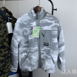 fingercroxx夹克男秋冬潮迷彩绒面拼接毛绒外套70302