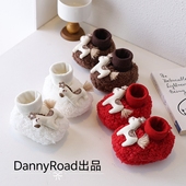 1岁宝宝鞋 冬季 加绒保暖棉鞋 大红小马过年软底防滑0 新款 婴儿鞋