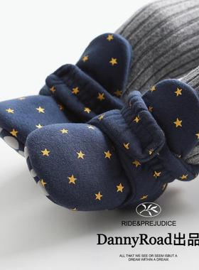 冬季宝宝鞋加绒保暖学步鞋婴儿鞋软底防滑防掉棉靴短靴星星棉鞋