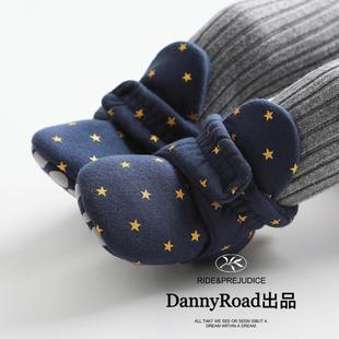 冬季宝宝鞋加绒保暖学步鞋婴儿鞋软底防滑防掉棉靴短靴星星棉鞋