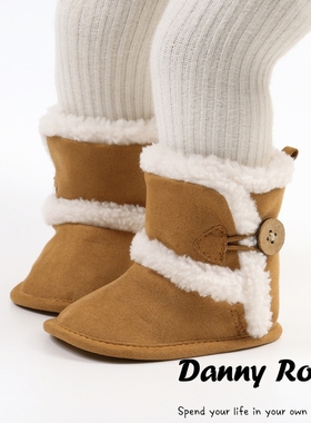 冬季婴儿靴雪地靴保暖宝宝鞋软底防掉鞋子男宝女宝时尚驼色橄榄绿