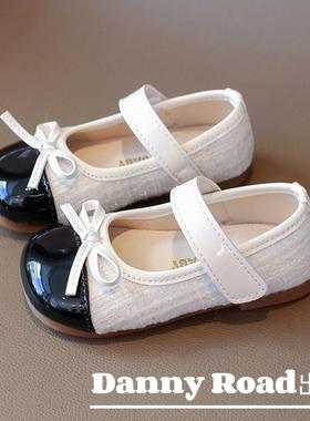 春季新款小香风黑白色呢子女童皮鞋公主气质单鞋儿童软底幼儿园