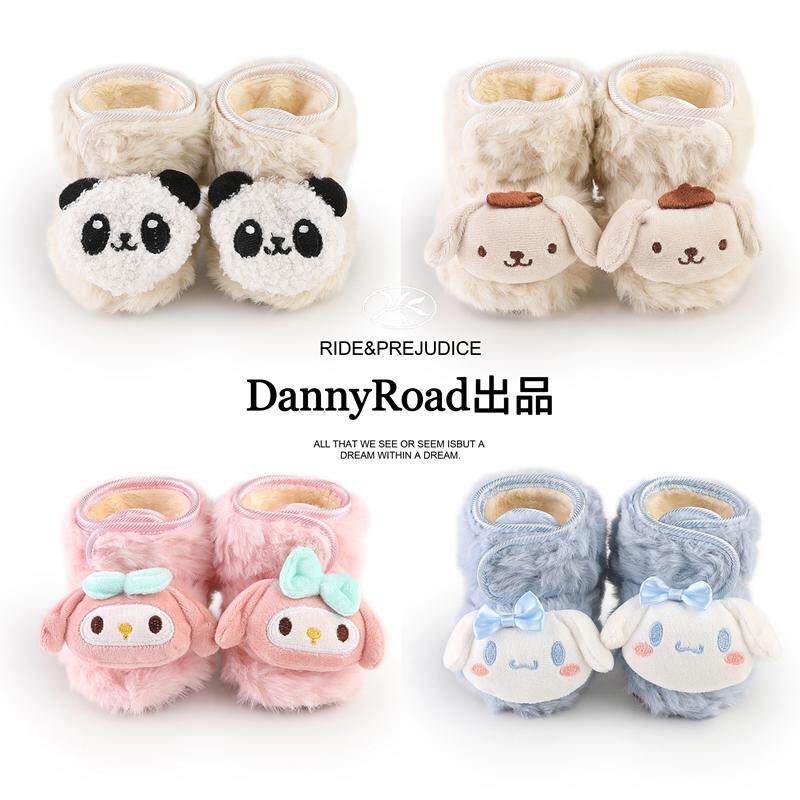 冬季宝宝棉鞋加绒加厚卡通长毛绒短靴保暖婴儿鞋0-1岁软底防滑