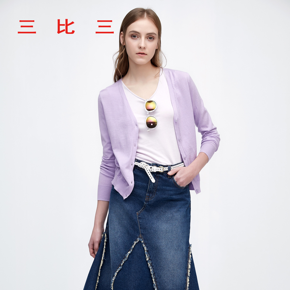 Èý±ÈÈý2018´ºÏÄÐÂÆ·VÁ쳤ÐäÐÞÉí¶Ì¿î´¿ÃÞÕëÖ¯¿ªÉÀ¿Õµ÷ÉÀÅ®D3U9N07