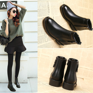 真皮马丁靴女2025秋冬新款 切尔西靴春秋平底加绒雪地靴瘦瘦靴短靴