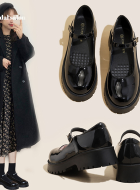 真皮英伦风小皮鞋女jk鞋子2026春秋新款乐福鞋厚底玛丽珍黑色单鞋