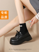 学院风黑色单鞋 真皮版 一脚蹬懒人鞋 玛丽珍鞋 乐福鞋 女厚底小皮鞋