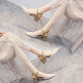 包头凉鞋 女2025新款 夏秋中跟粗跟仙女风气质一字带罗马法式 时装 鞋