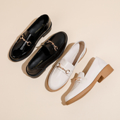 黑色平底软底单鞋 真皮乐福鞋 2025春秋爆款 棉鞋 女鞋 子英伦风小皮鞋