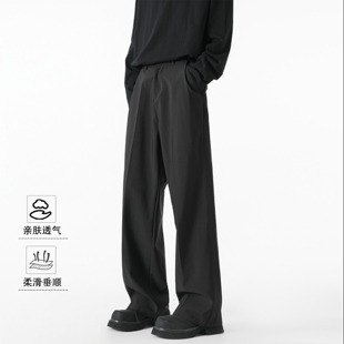 Genio Lamode2026春夏新款黑色西装裤男女士同款休闲直筒阔腿西裤