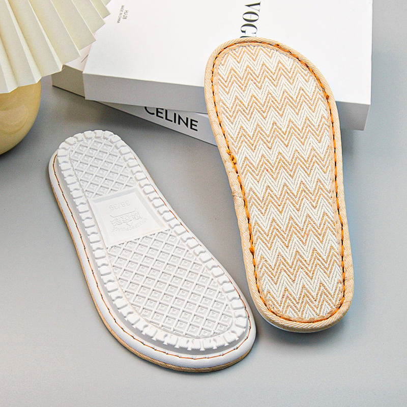 手工拖鞋底亚麻面鞋底pvc防滑耐磨鞋底舒心吹气鞋底百搭田园款式