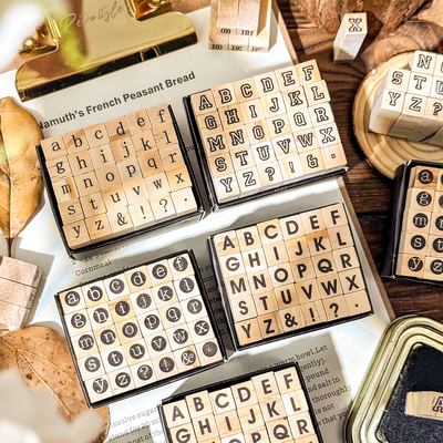 英文空间木质印章ins高级感艺术大小写手账笔记英文字母diy盖章