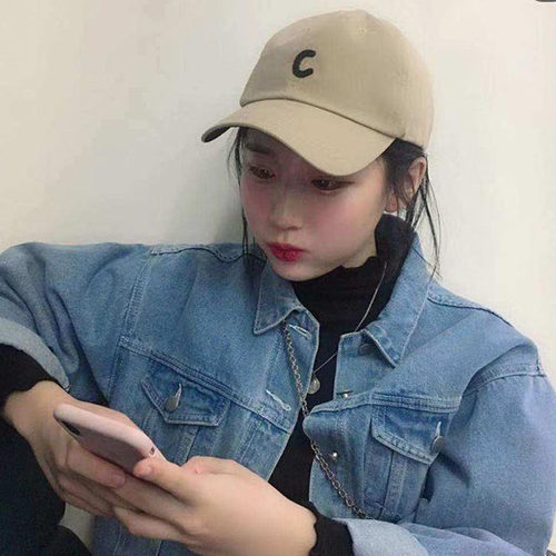 ins21韩国进口代购字母c贴布帽子