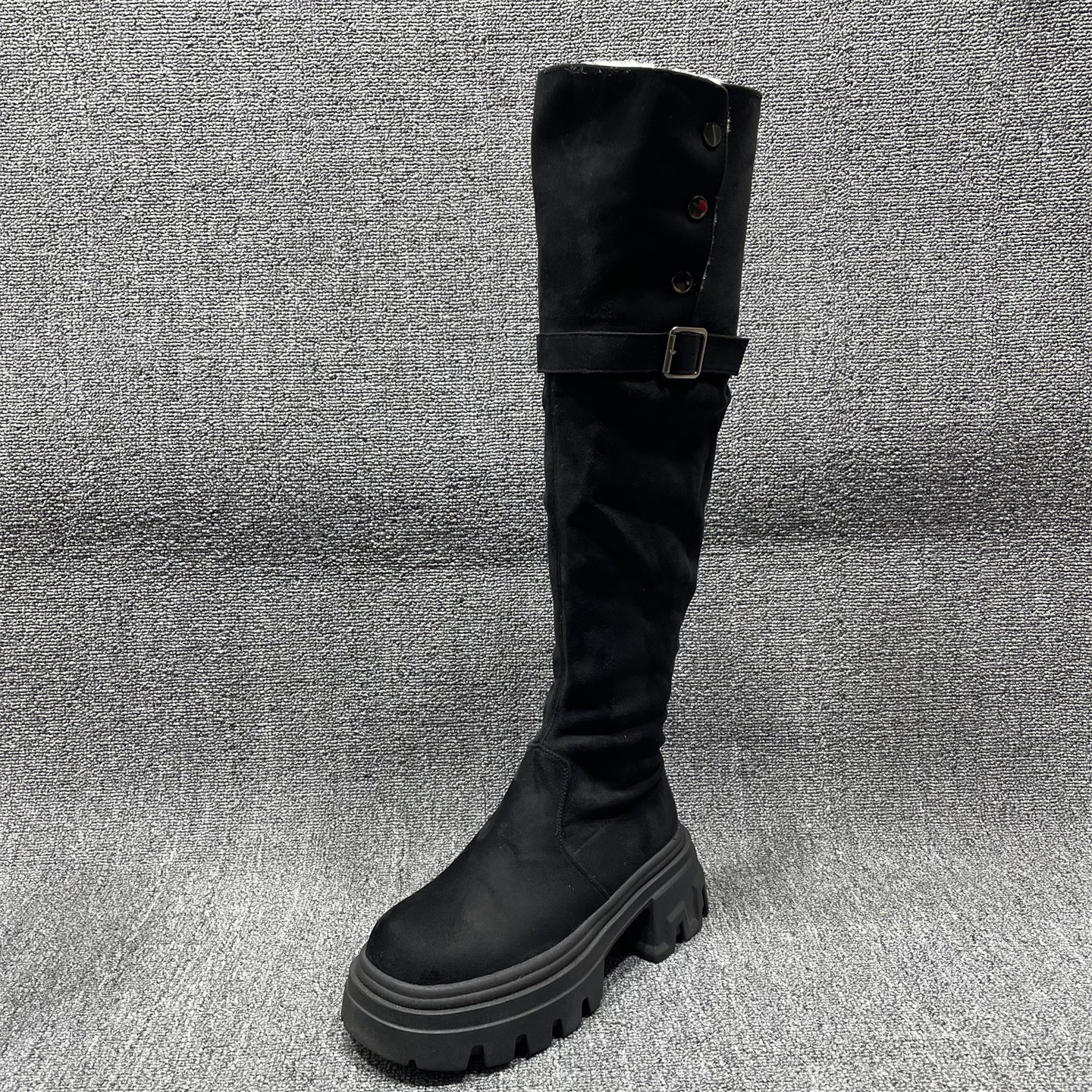 断码处理复古皮带扣过膝长靴女冬季加绒厚底显瘦增高机车风时装靴,女鞋,骑士靴,淘宝优惠券,粉丝福利购,淘宝优惠卷