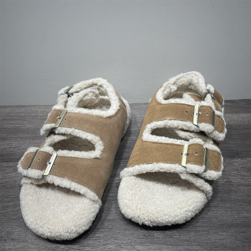 真皮毛毛凉鞋女后绊带勃肯鞋