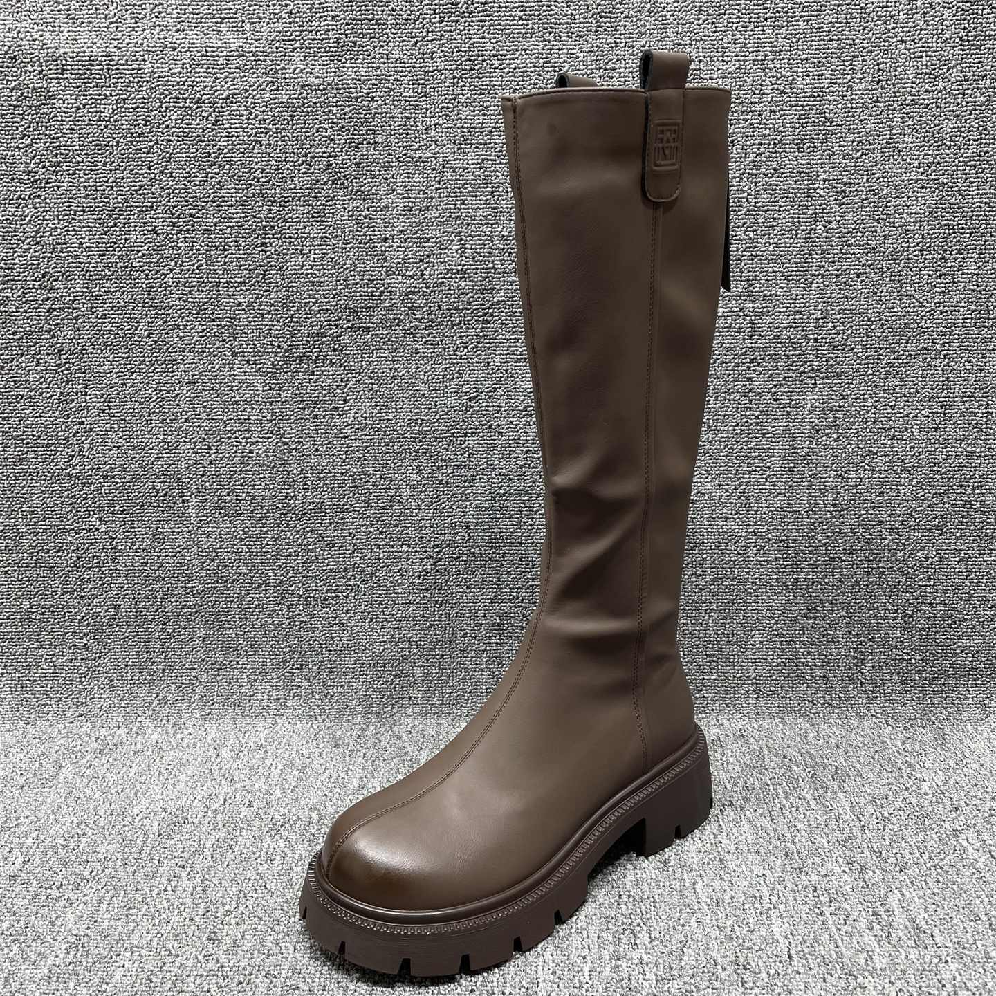 粗跟后拉链不过膝骑士靴女